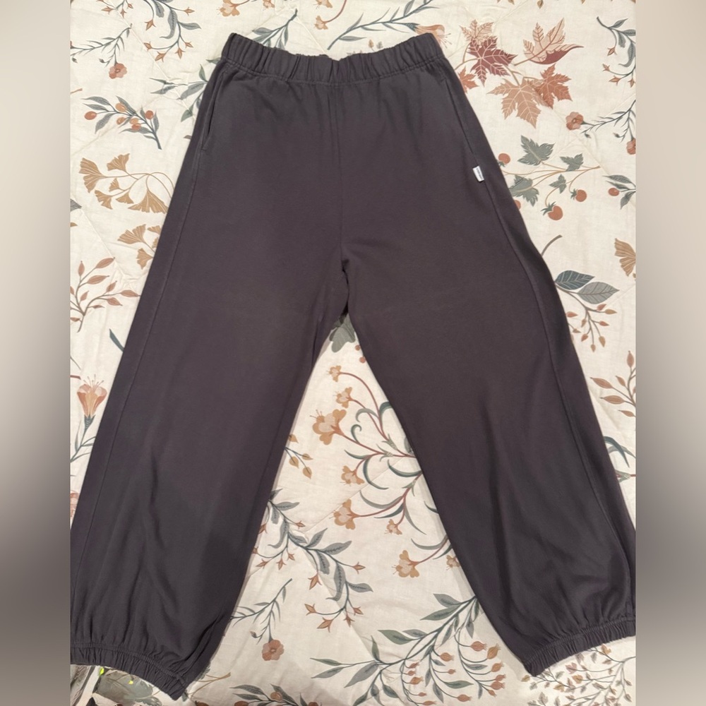 Le Bon Shoppe Balloon Pants Charcoal Grey Cotton Elastic Waist Jogger Large
